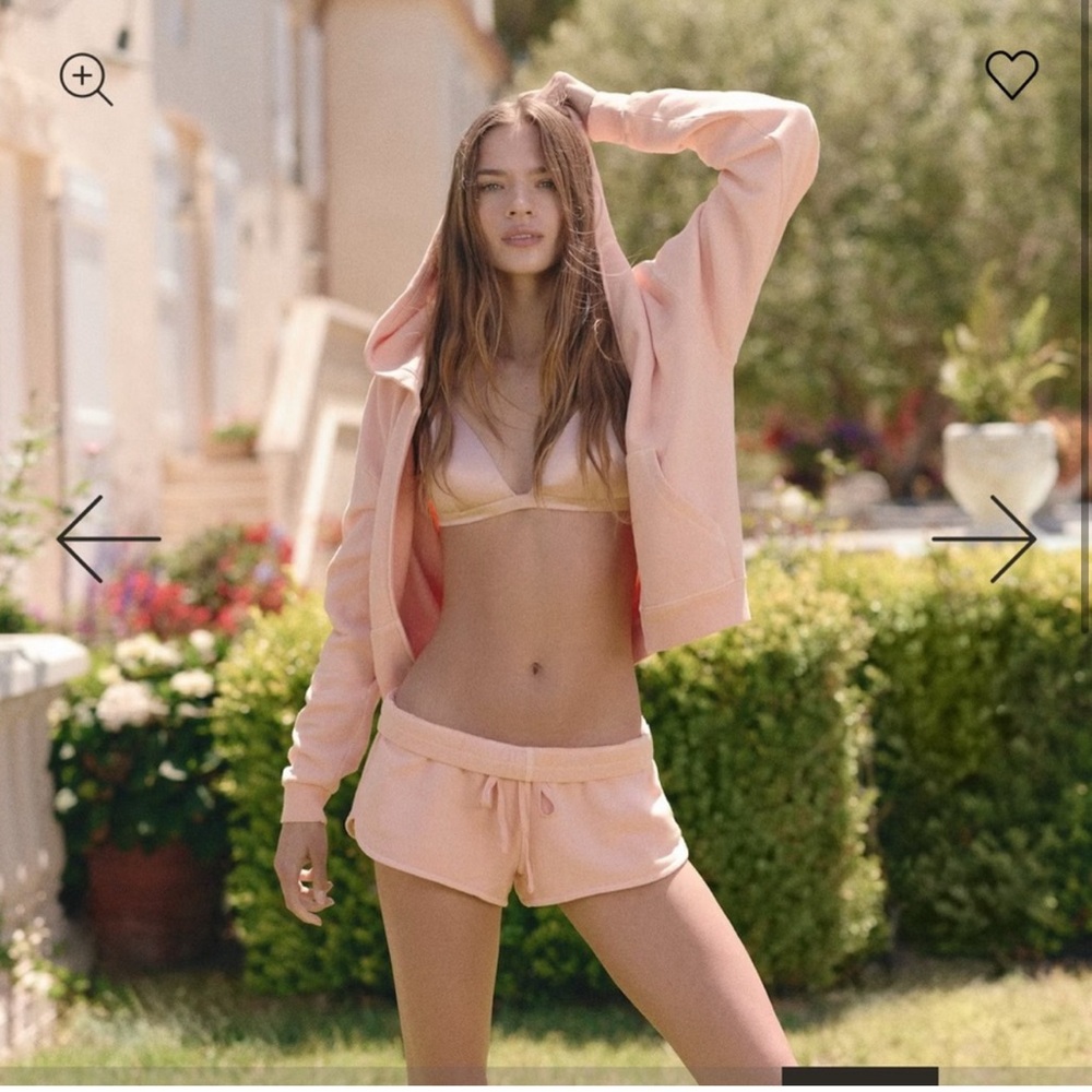 SKIMS Pink Cozy Hoodie & Short Set